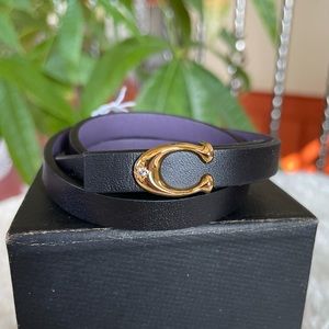 Coach Black Leather Bracelet with Gold Buckle
